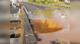 Italy: Massive Sinkhole Disrupts Traffic on SS280 in Italy