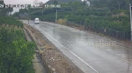 Driver pulls skilful manoeuvre to keep van on slippery road