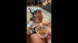 Daughter's savage gesture captured in hilarious video