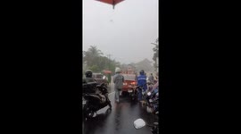 Tropical storm Kristine causes flooding and traffic jams in Sorsogon, Philippines