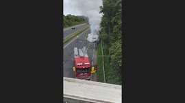 Car fire on the motorway outside of chester, 2 Shetland ponies and a horse trailer were involved