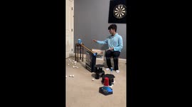 3 in 1 Trick Shot (Ping Pong into Cup, Knocking Down Cup, Bottle Flip)