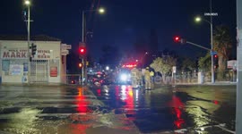 US, Los Angeles: Boyle Heights Large Water Main Break