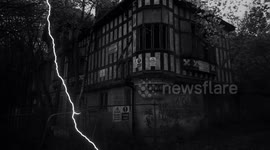 Derelict and spooky 19th century Oakhurst house in Shining cliff woods Ambergate Derbyshire.