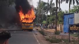 Twelve pupils rescued when school bus catches fire in India