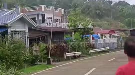 Landslide cascades down mountain and burying homes in the Philippines