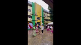Filipino school pupils hold colourful traditional dance performance
