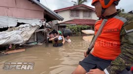 Philippine Army rescues residents during Typhoon Kristine in Naga City