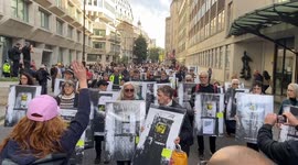 Free Political Prisoners protest exhibition outside the Ministry of Justice