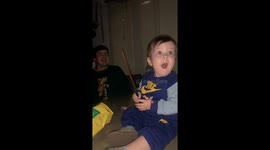 Boy believes he has magical powers as he 'switches lamp on with wand'