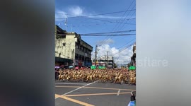 Locals watches colourful traditional street parade in the Philippines