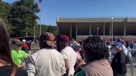 US: People wait in line for Kamala Harris rally in Clarkston