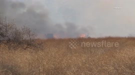 US, Los Angeles: Aguanga Vegetation Fire Threatens RV Resort