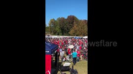 US: Huge crowd of people waiting in line before Trump rally in Duluth