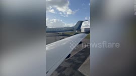 Alligator spotted waddling off a runway at a Florida airport