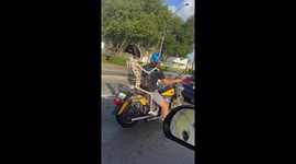 Pirate Skeleton Rides Motorcycle
