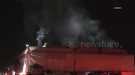 US, Los Angeles: San Bernardino 3 Alarm Commercial Fire In Downtown