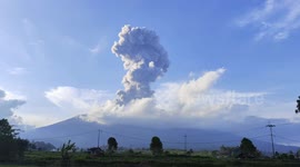 A view of Mount Marapi spewing columns of volcanic ash during an eruption in Tanah Datar District, West Sumatra, Indonesia on October 26, 2024. Since the first eruption on December 3, 2023, Mount Marapi has erupted 342 times and residents are prohibited f