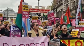 'Where's your Tommy gone?': Anti-racism protesters march through Whitehall close to Tommy Robinson Rally