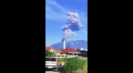 A view of Mount Marapi spewing columns of volcanic ash during an eruption in Tanah Datar District, West Sumatra, Indonesia on October 27, 2024. Since the first eruption on December 3, 2023, Mount Marapi has erupted 342 times and residents are prohibited f