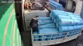 Employee falls into foam pile while unloading truck in Sidoarjo