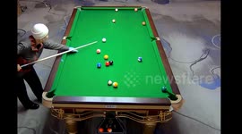 Veteran pool player aged 75 thrashes much younger opponent in China