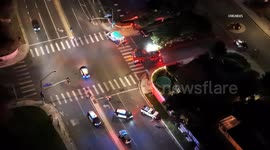 US, Los Angeles: Santa Clarita Water Truck Stolen From Dealership Slams Into Innocent Driver