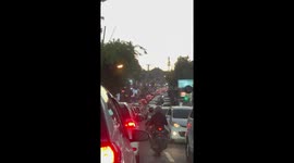 Long queues of traffic on holiday island Bali