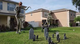 US: Backyards of homes in Florida are decorated for Halloween