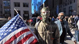 MAGA supporter appears at rally for Donald Trump at Madison Square Garden in New York