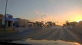 Loose tyre rolls down street in Oklahoma