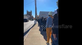 Long queue for early voting in Cleveland, Ohio
