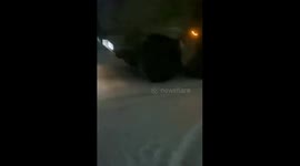 KAMAZ truck rolls over on snowy road in Naberezhnye Chelny