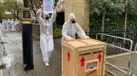 PETA protest against Ethiopian Airlines transporting monkeys for experiments, London