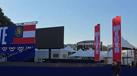US: Location prepared for Kamala Harris, President Obama, and Bruce Springsteen Rally in Atlanta