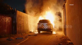 US, Los Angeles: Historic South Central Los Angeles Auto Fire