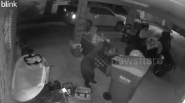 Cunning bear takes homeowner's trash out by wheeling bin out of garage
