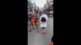 Schoolgirl's Halloween costume looks like decapitated nurse with head on bloody plate