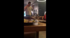 Woman seen walking daughter on leash in Moscow bar