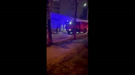 High-rise building burns amid Kyiv conflict