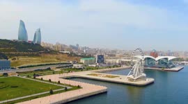 Azerbaijan: Drone footage of the embankment boulevard in Baku