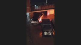 Flash Flooding Causes Cars to Pile Up in Valencia
