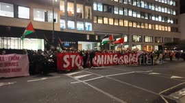 A large pro-Palestine anti-Stonewall protest outside of the annual Stonewall dinner