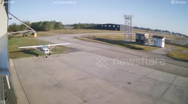 Helicopter spins out of control and hits parked plane in Texas