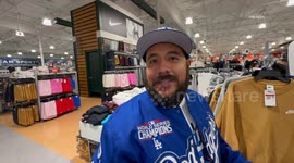 US, Los Angeles: Santa Clarita Dodger Fans Line Up for World Series Apparel SOT Part 7