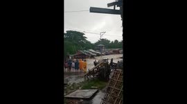 Houses swept away by Tropical Storm Trami in the Philippines