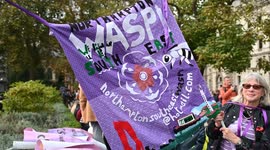 Team from Northampton campaining for WASPI in Central London, United Kingdom