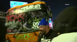 US, Los Angeles: Los Angeles Metro Bus Vandalized After Dodgers Victory Part 14