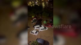 Terrifying footage shows flash floods sweeping away vehicles in Spain