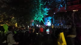 TV Presenter Jonathan Ross turns his home into a frightful sight for Halloween as him and his wife Jane Goldman give out candy to people in his neighbourhood